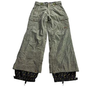 Foursquare Gold Label Vintage Tweed Pattern Cargo Snowboard Ski Pants Size S